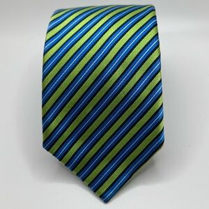 Green and Blue Striped Tie with Silky Sheen